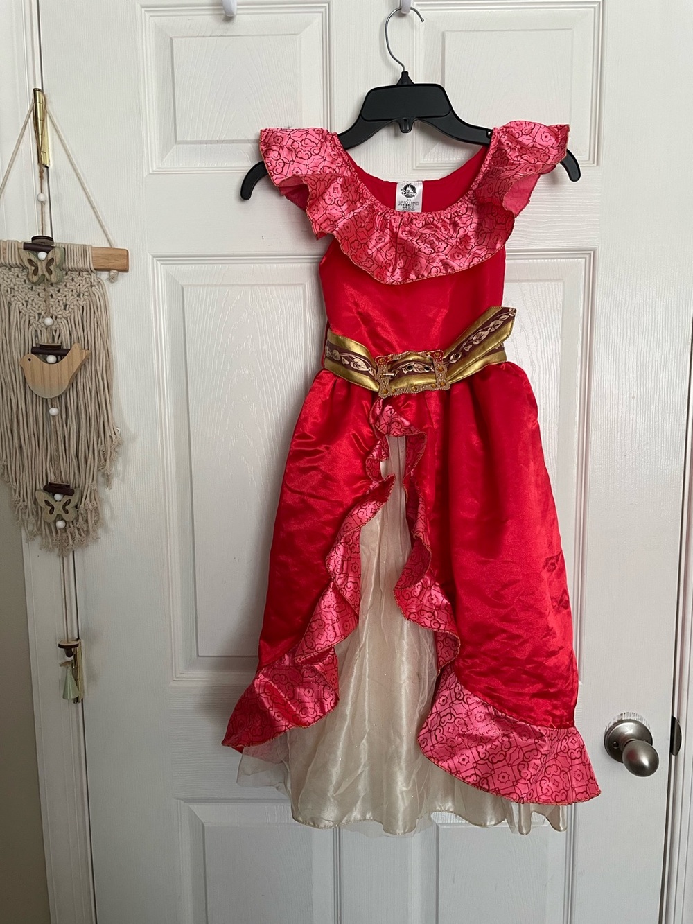 Disney Elena of Avalor Girls 5/6 Red Princess Costume Dress with Gold Belt